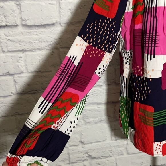 LUNA Moon Multi Color and Multi Pattern Print Blouse Size Small - Picture 8 of 9